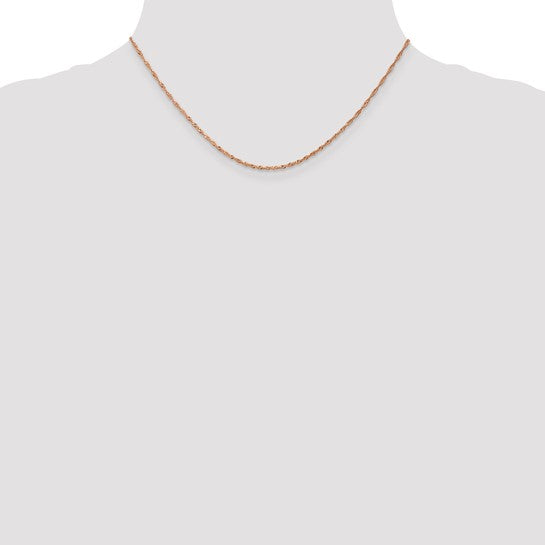 14K Rose Gold 1mm Singapore with Lobster Clasp Chain