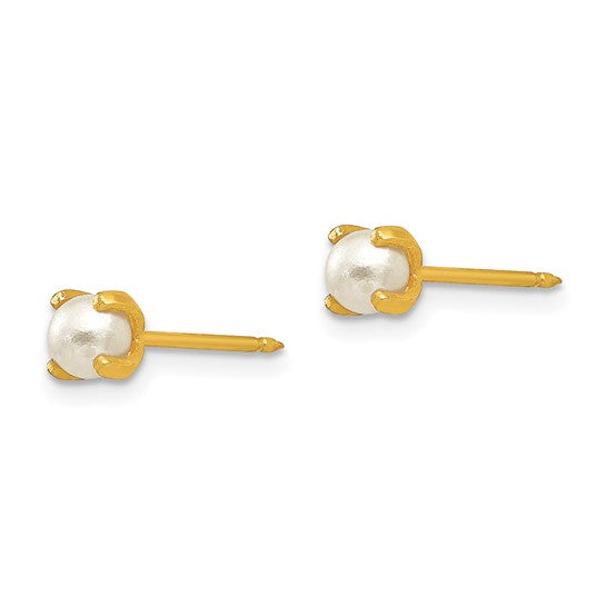 Inverness 14k 4mm Simulated Pearl Post Piercing Earrings