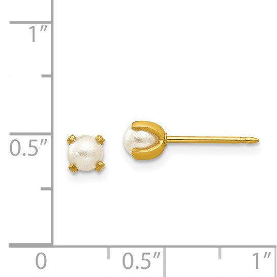 Inverness 14k 4mm Simulated Pearl Post Piercing Earrings