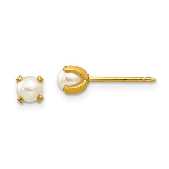 Inverness 14k 4mm Simulated Pearl Post Piercing Earrings
