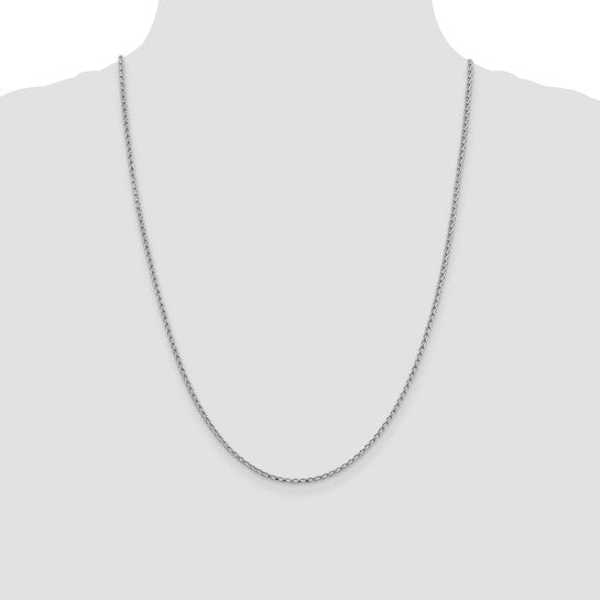 14K White Gold 2.1mm D/C Open Franco Chain