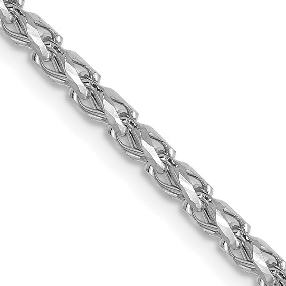 14K White Gold 2.1mm D/C Open Franco Chain