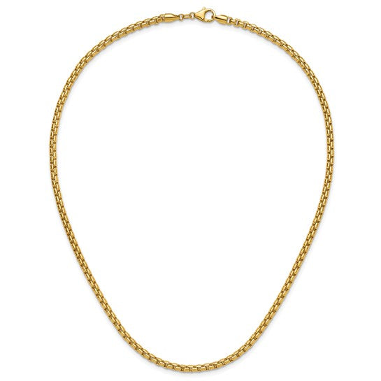 14K Diamond-Cut Round Box Chain