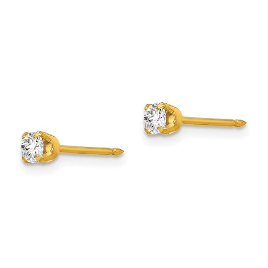 Inverness 14k 3mm CZ Piercing Earrings