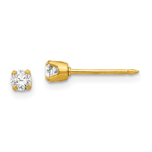 Inverness 14k 3mm CZ Piercing Earrings