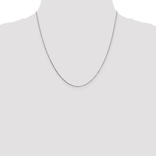 14K White Gold .8mm Box with Spring Ring Clasp Chain