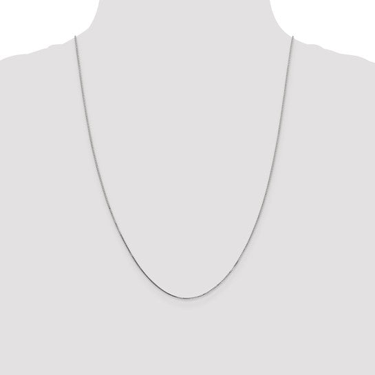 14K White Gold .8mm Box with Spring Ring Clasp Chain