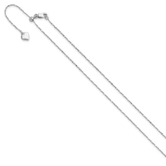 Sterling Silver RH-plated Adjustable 1.6mm Singapore Chain