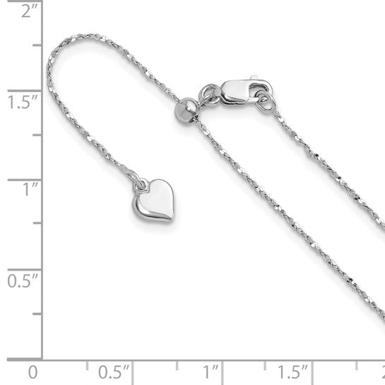 Sterling Silver RH-plated Adjustable 1.6mm Singapore Chain