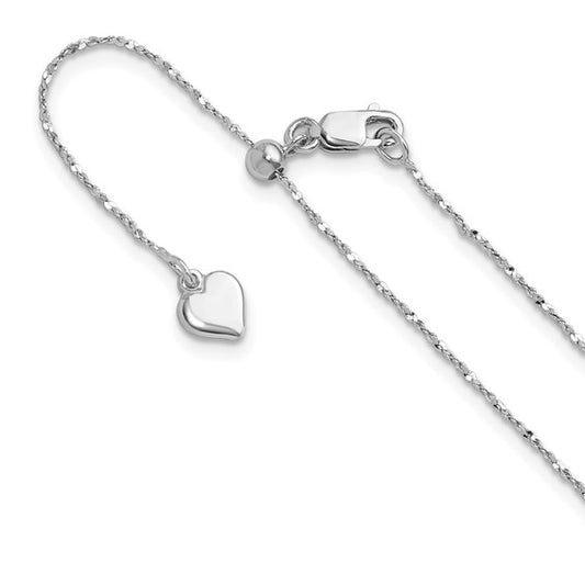 Sterling Silver RH-plated Adjustable 1.6mm Singapore Chain