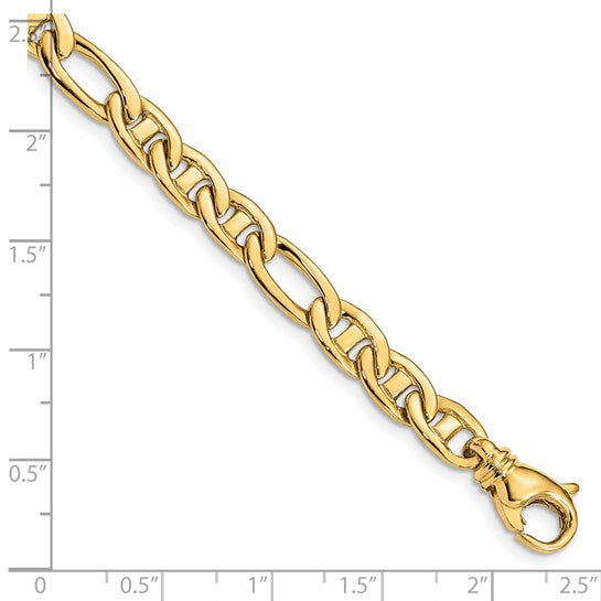 14K 6.5mm Solid Hand Polished Fancy Flat Anchor Link with Fancy Lobster Clasp Chain (per inch)