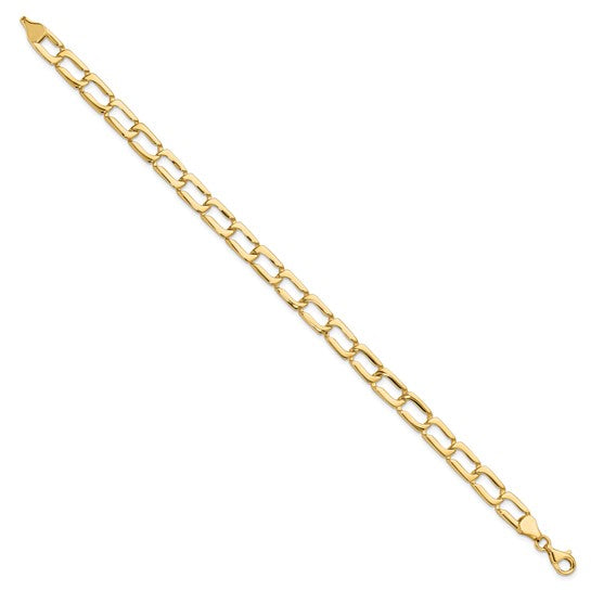 14k Polished 9mm Fancy Rectangular Curb Link 8.5 inch Bracelet
