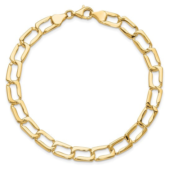 14k Polished 9mm Fancy Rectangular Curb Link 8.5 inch Bracelet