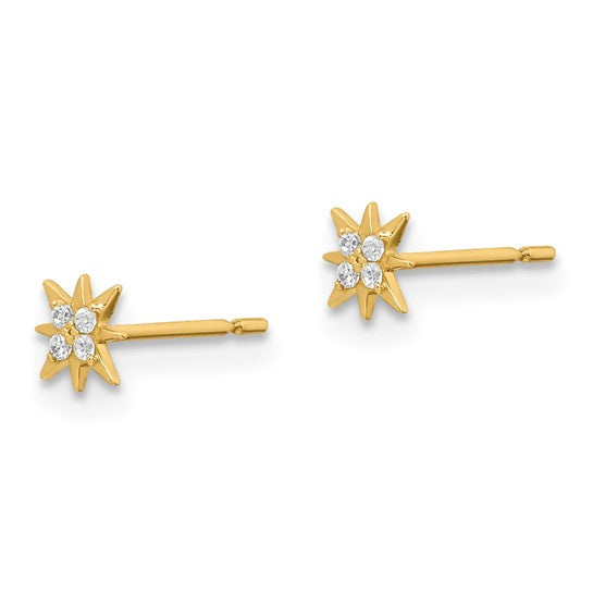 14k Madi K CZ Star Childrens Post Earrings