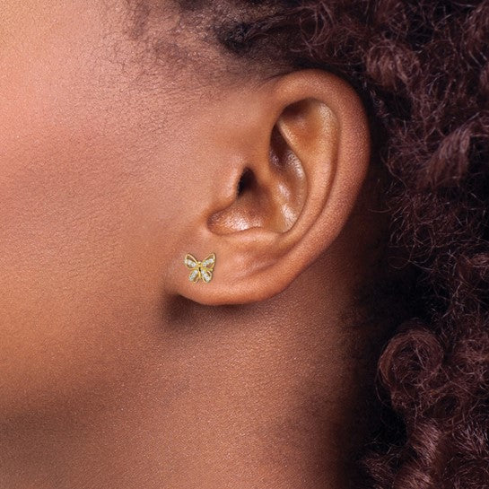 14k Madi K CZ Butterfly Childrens Post Earrings