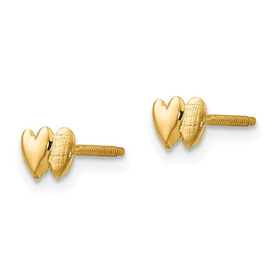 14k Madi K Double Heart Childrens Post Earrings