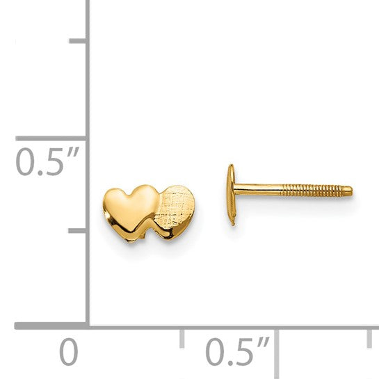 14k Madi K Double Heart Childrens Post Earrings