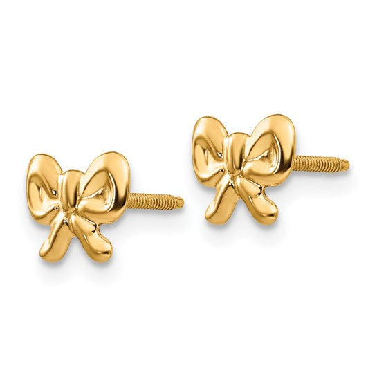 14k Madi K Bow Childrens Screwback Post Earrings