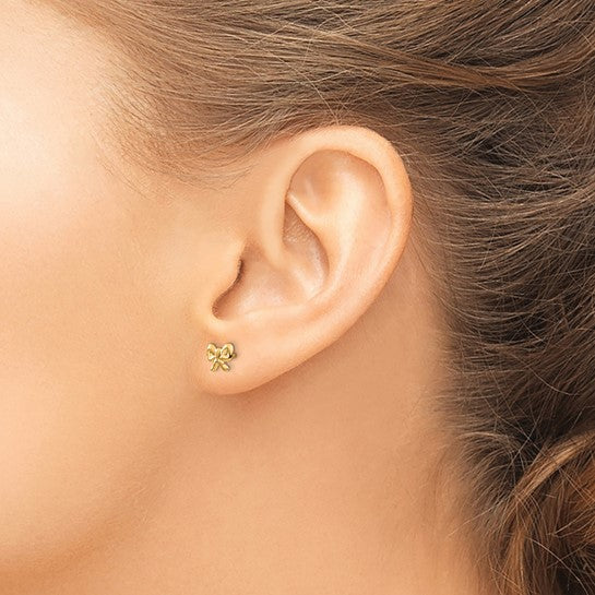 14k Madi K Bow Childrens Screwback Post Earrings