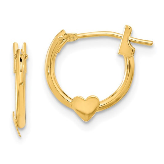 14k Madi K 9mm Heart Hoop Earrings