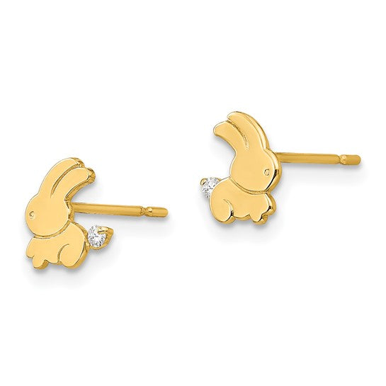 14k Madi K CZ Bunny Childrens Post Earrings