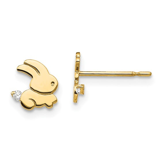 14k Madi K CZ Bunny Childrens Post Earrings