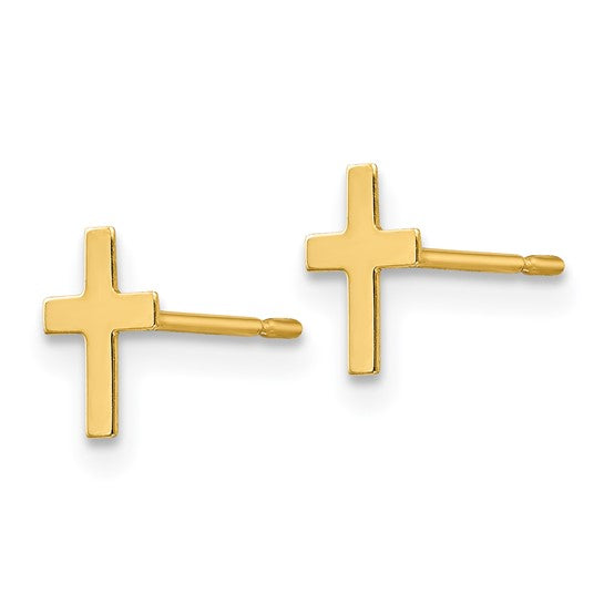 14k Madi K Cross Childrens Post Earrings