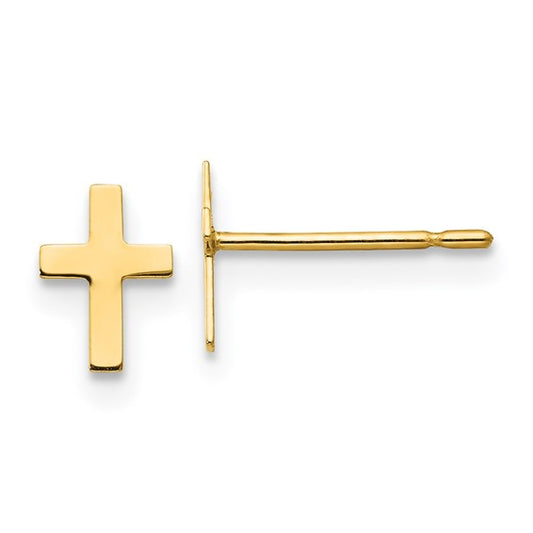 14k Madi K Cross Childrens Post Earrings