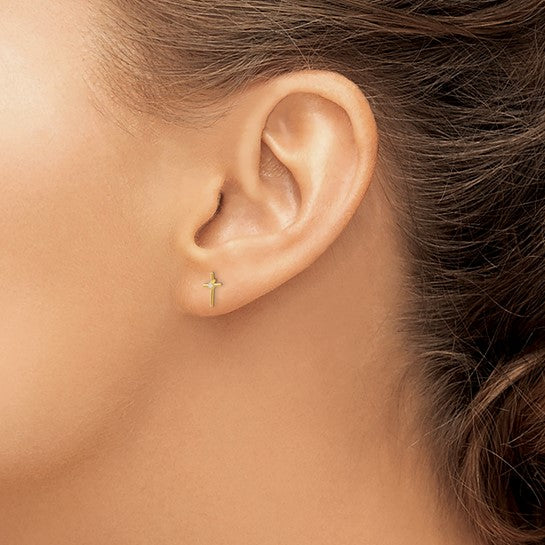 14k Madi K CZ Cross Childrens Post Earrings