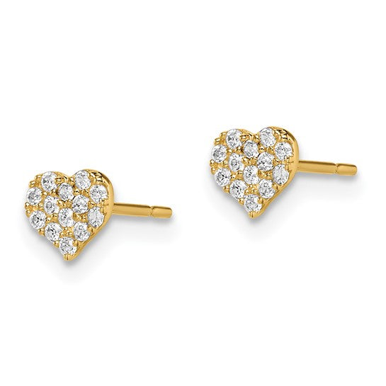 14k Madi K CZ 5mm Heart Childrens Post Earrings
