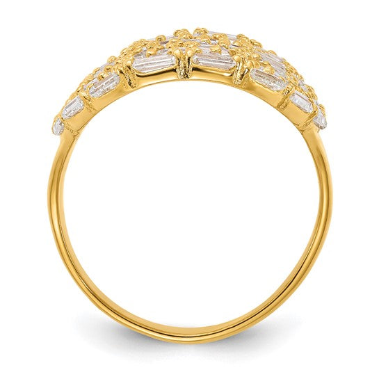 Sterling Silver Gold-plated Oval Baguette Crystal Size 8 Ring