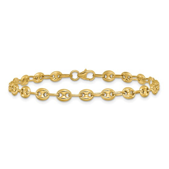 14K Polished Puffed Mariner Link Bracelet