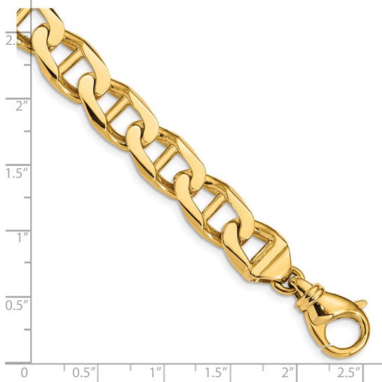 14K 10.3mm Hand Polished Fancy Anchor Link with Fancy Lobster Clasp Chain (per inch)