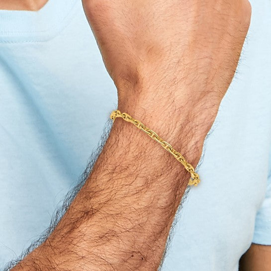14K 5.1mm Hand Polished Fancy Link with Lobster Clasp Chain (per inch)