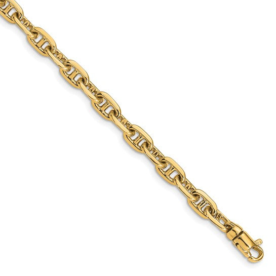 14K 5.1mm Hand Polished Fancy Link with Lobster Clasp Chain (per inch)