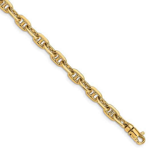14K 5.1mm Hand Polished Fancy Link with Lobster Clasp Chain (per inch)