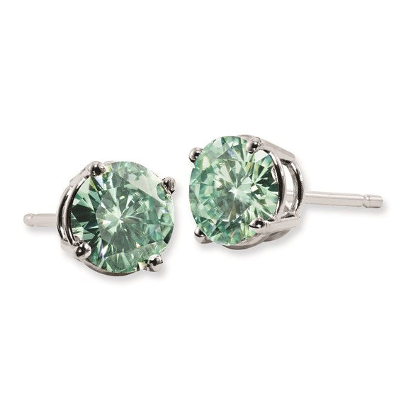 14K WG Pure Eternity Green Moissanite 6mm Round Friction Earrings