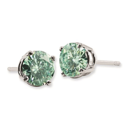 14K WG Pure Eternity Green Moissanite 6mm Round Friction Earrings