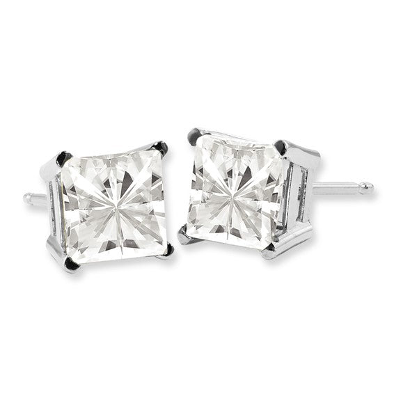 14K White Gold Moissanite 3.5mm Square Screwback Earrings