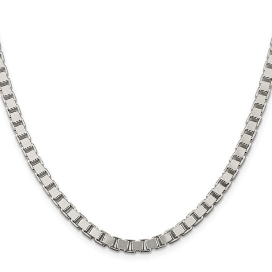 Sterling Silver Rhodium Plated 4.5mm Box Chain