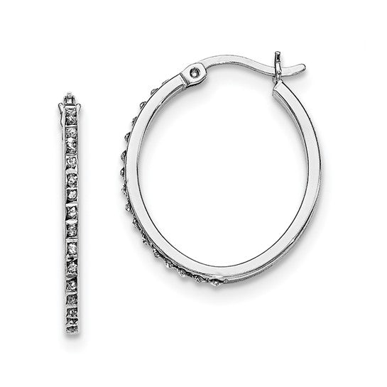 Diamond Fascination Diamond Mystique Sterling Silver Platinum-plated Set of 3 Oval and Round Diamond Hoop Earrings