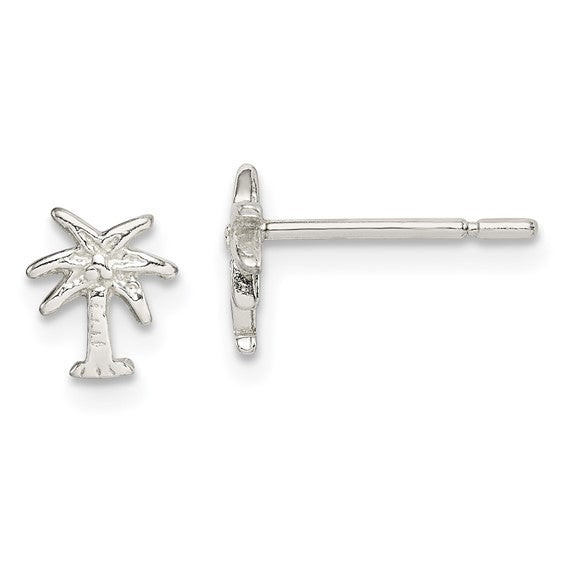 Sterling Silver Polished Palm Tree Post Earrings