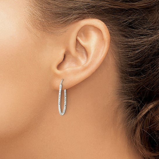 Sterling Silver Polished D/C Endless Hoop Earrings