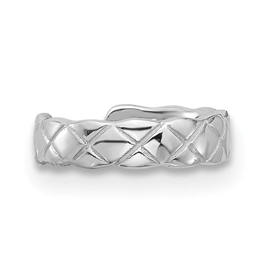 Sterling Silver RH-pltd Polished Criss-cross Design Single Cuff EarringSterling Silver RH-pltd Polished Criss-cross Design Single Cuff Earring