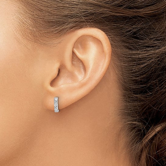 Sterling Silver RH-pltd Polished Criss-cross Design Single Cuff EarringSterling Silver RH-pltd Polished Criss-cross Design Single Cuff Earring