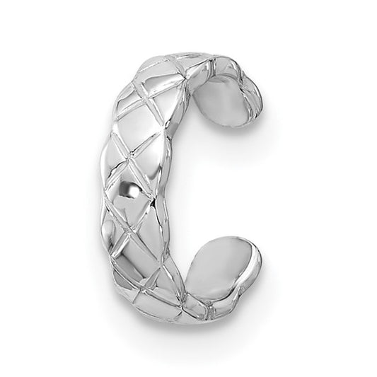 Sterling Silver RH-pltd Polished Criss-cross Design Single Cuff EarringSterling Silver RH-pltd Polished Criss-cross Design Single Cuff Earring
