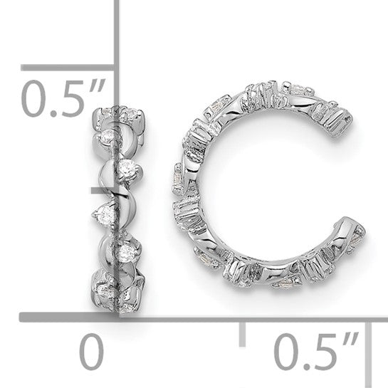 Sterling Silver Rhodium-plated Polished CZ Pair of 2 Cuff Earrings