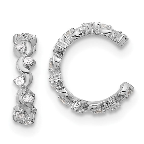 Sterling Silver Rhodium-plated Polished CZ Pair of 2 Cuff Earrings