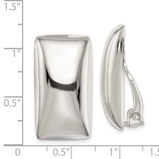 Sterling Silver Polished Non-Pierced Rectangle Earrings