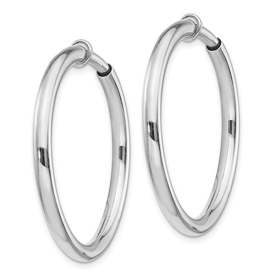 Sterling Silver Non-Pierced Round Hoop Earrings